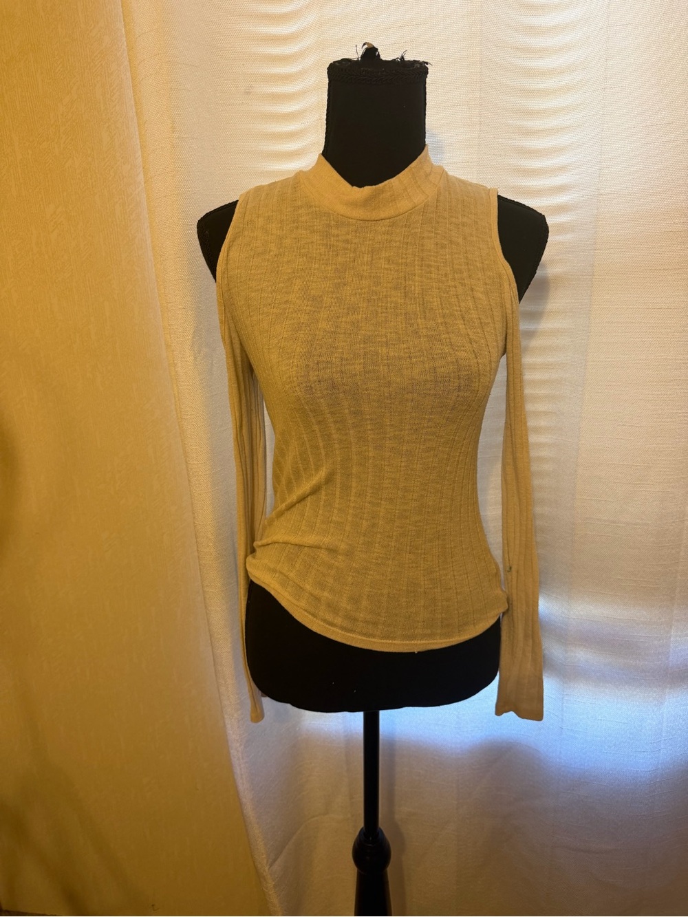 Sleeveless Mock Neck Ribbed Top in cream